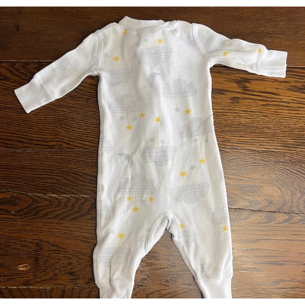 Hanna Andersson Unisex One Piece Zipper Pajamas Clouds Stars Cotton 50 cm 0-3m